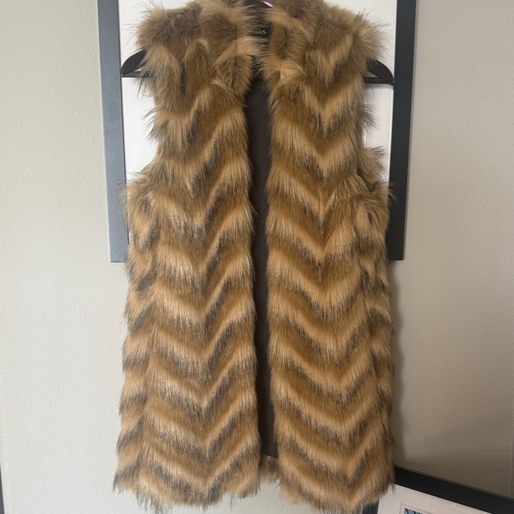 Express Faux Fur Chevron Vest